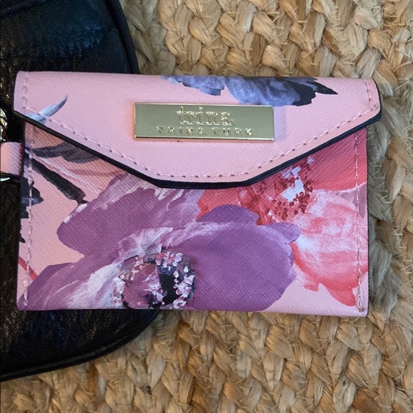 Trina Turk Pink and Purple Floral Card Holder bag attachment - Picture 1 of 5